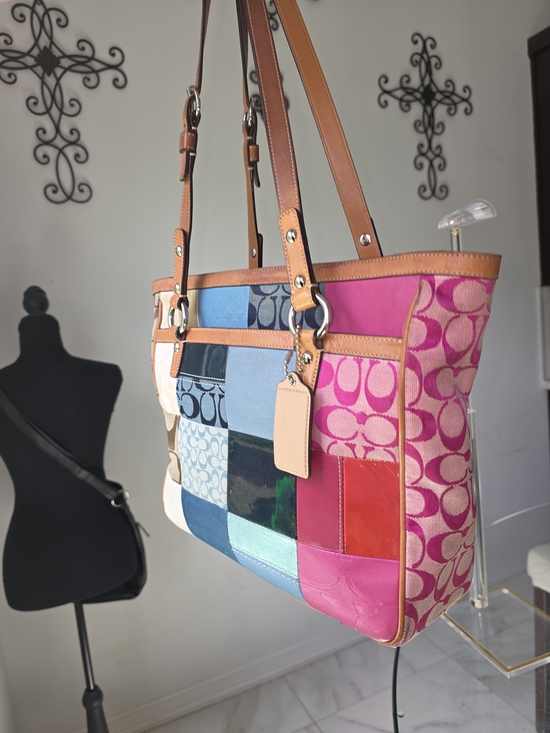 バッグ Coach Multicolor Patchwork Tote bag 1252 Coach Patchwork Multicolor Tote